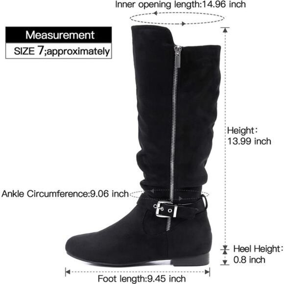 Women's Knee High Boots Flat Warm Winter Boots with Side Zipper - Picture 5 of 6